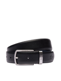 LACOSTE Smooth Leather Belt and 2 Buckle Gift Set Black Navy - MAISONDEFASHION.COM