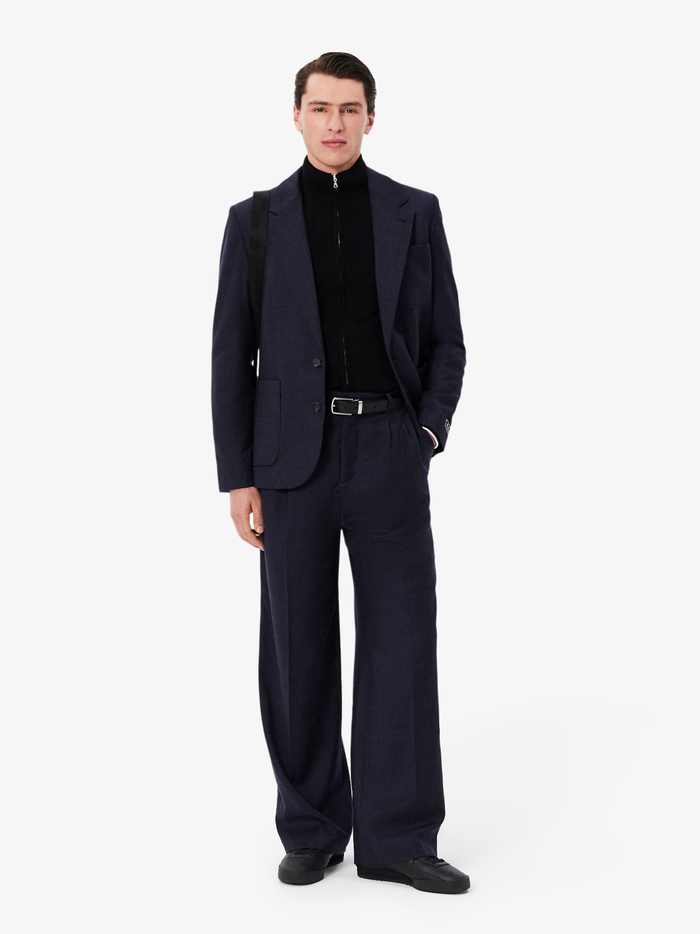 LACOSTE Smooth Leather Belt and 2 Buckle Gift Set Black Navy - MAISONDEFASHION.COM