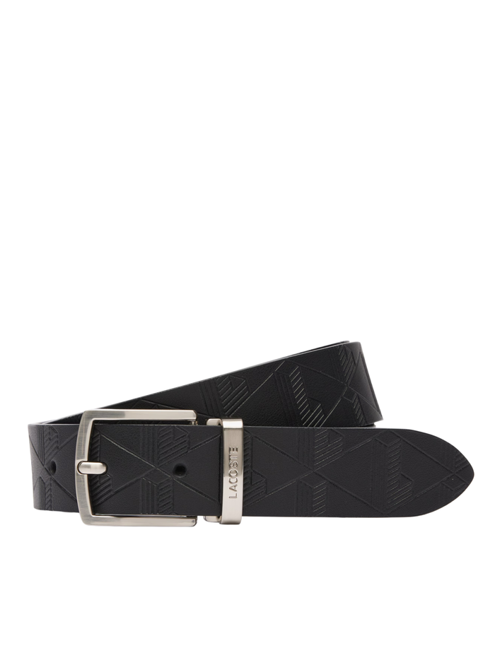 LACOSTE Smooth Leather Belt and 2 Buckle Gift Set Black - MAISONDEFASHION.COM
