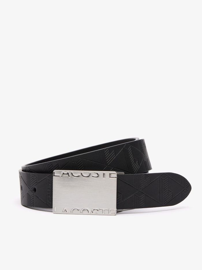 LACOSTE Smooth Leather Belt and 2 Buckle Gift Set Black - MAISONDEFASHION.COM