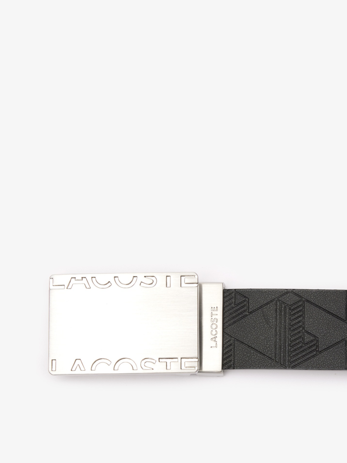 LACOSTE Smooth Leather Belt and 2 Buckle Gift Set Black - MAISONDEFASHION.COM