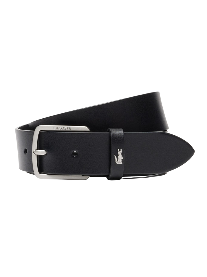 LACOSTE Smooth Leather Belt Black - MAISONDEFASHION.COM