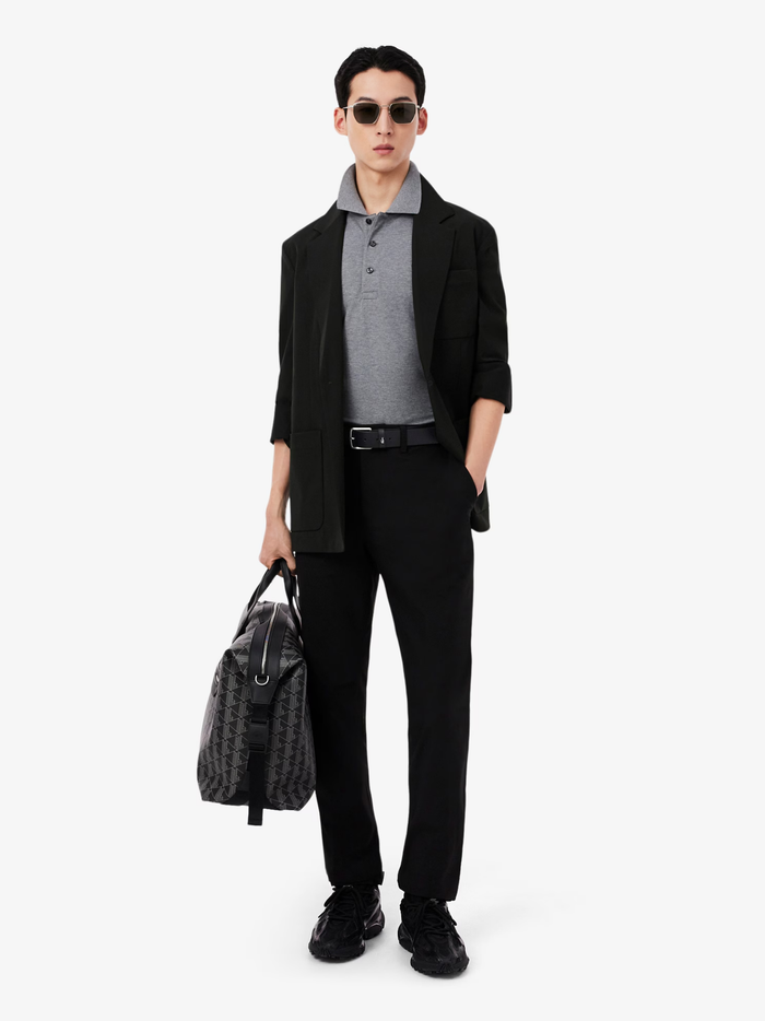 LACOSTE Smooth Leather Belt Black - MAISONDEFASHION.COM