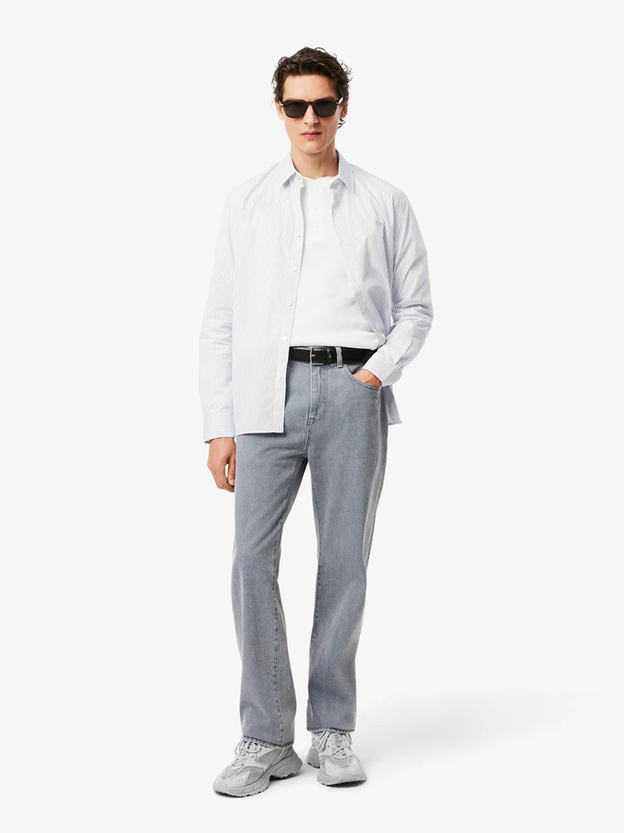 LACOSTE Smooth Leather Belt Black - MAISONDEFASHION.COM