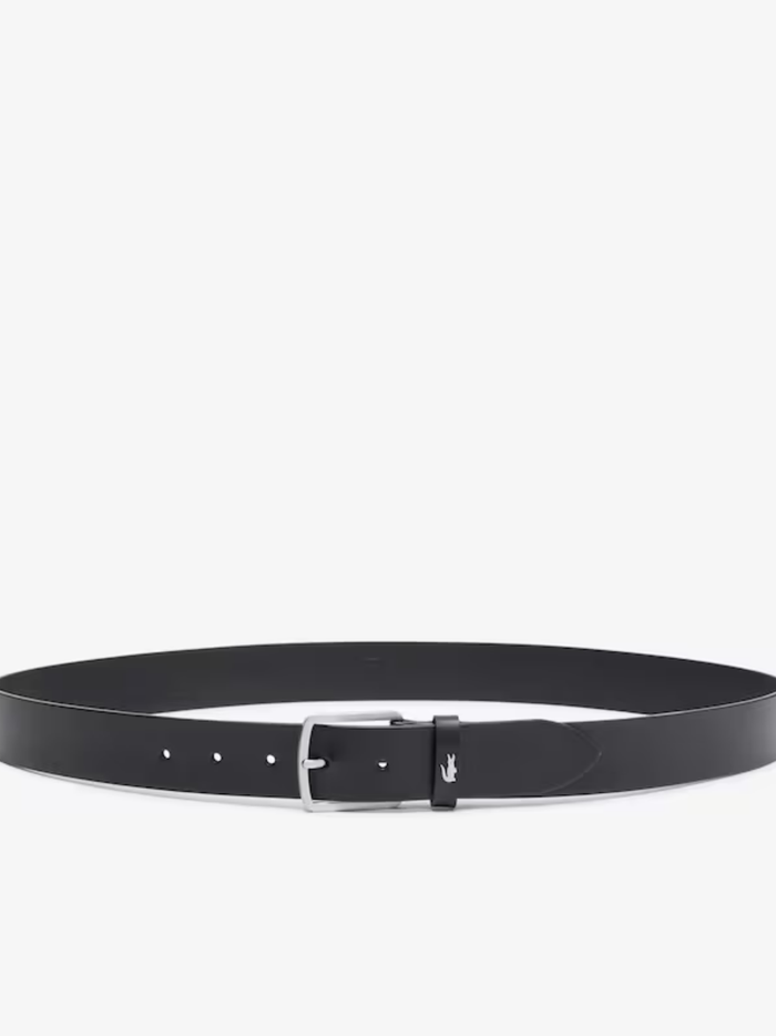 LACOSTE Smooth Leather Belt Black - MAISONDEFASHION.COM