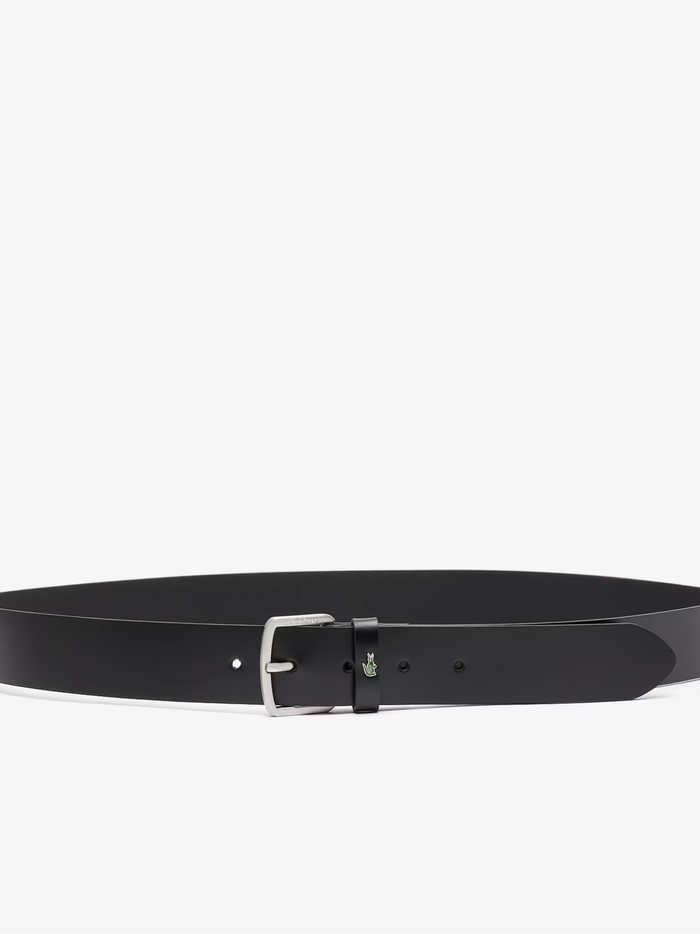 LACOSTE Smooth Leather Belt Black - MAISONDEFASHION.COM
