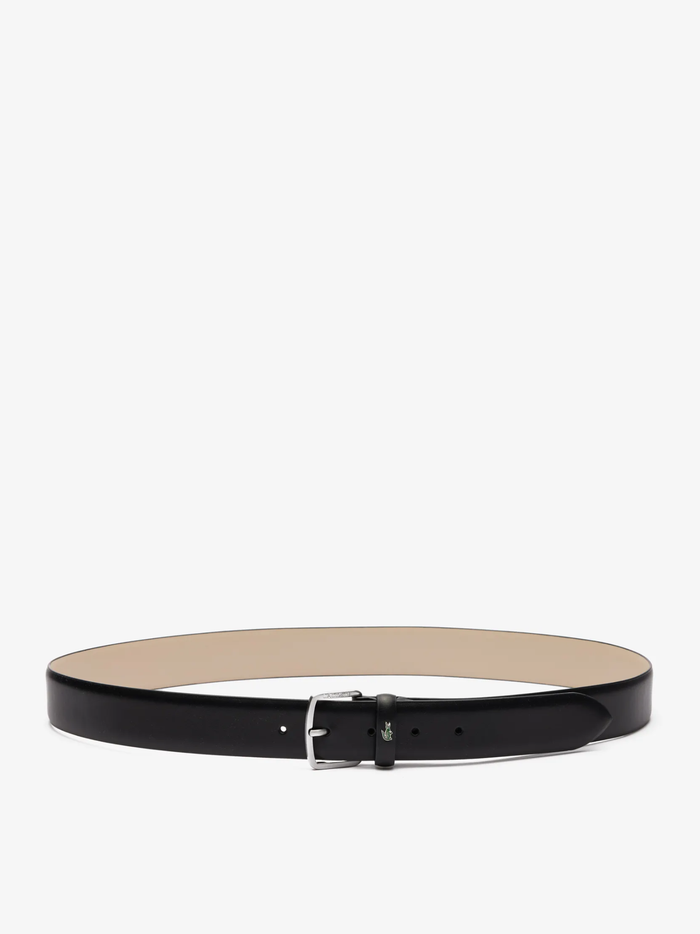 LACOSTE Smooth Leather Belt Black - MAISONDEFASHION.COM