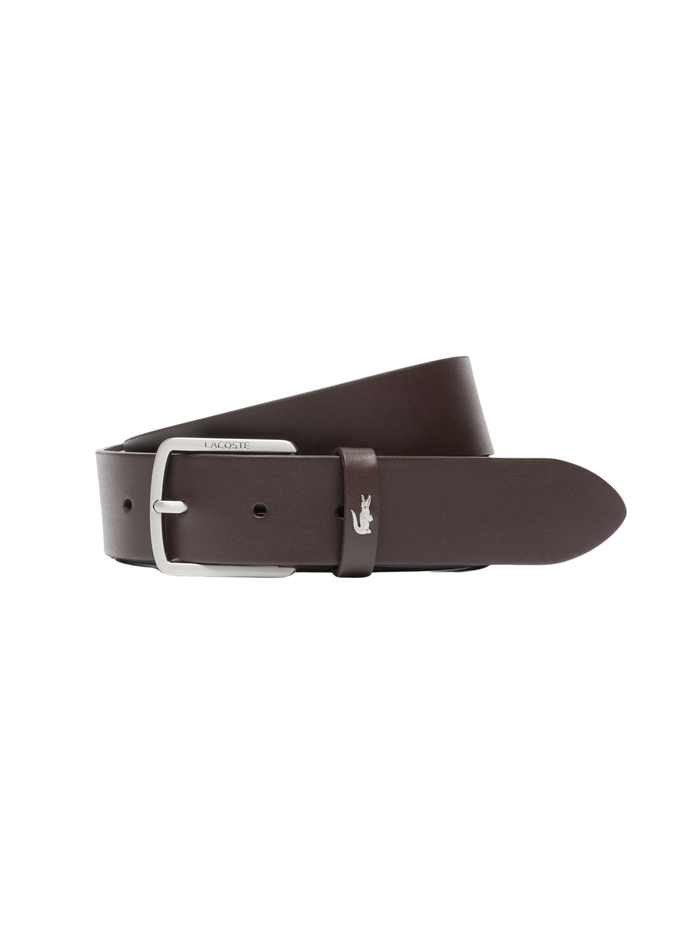 LACOSTE Smooth Leather Belt Brown - MAISONDEFASHION.COM