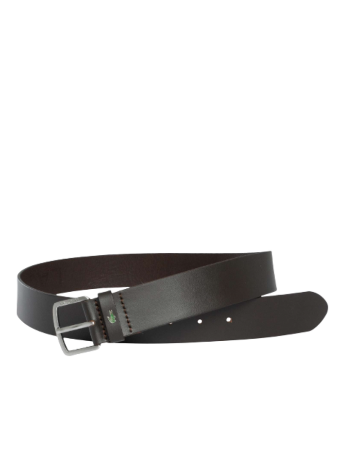 LACOSTE Smooth Leather Belt Dark Brown - MAISONDEFASHION.COM