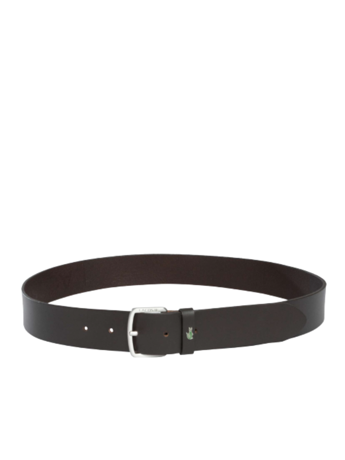 LACOSTE Smooth Leather Belt Dark Brown - MAISONDEFASHION.COM