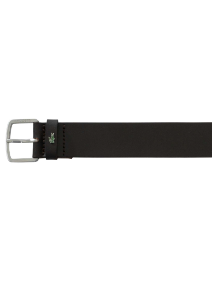 LACOSTE Smooth Leather Belt Dark Brown - MAISONDEFASHION.COM