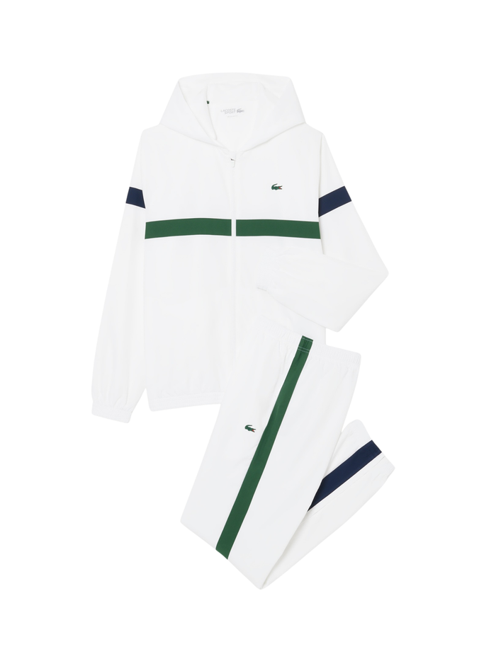 LACOSTE Sport Colour-Block Tracksuit White/Green - MAISONDEFASHION.COM