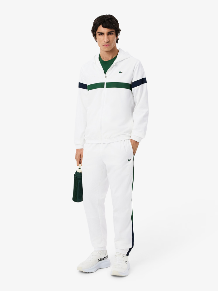 LACOSTE Sport Colour-Block Tracksuit White/Green - MAISONDEFASHION.COM