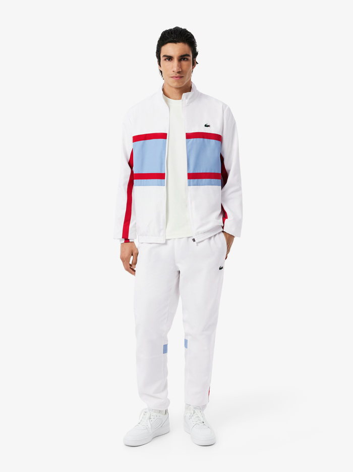 LACOSTE Sport Printed Tracksuit White/Blue - MAISONDEFASHION.COM