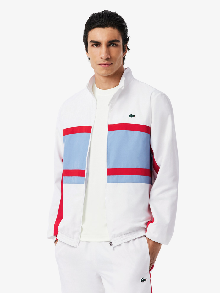 LACOSTE Sport Printed Tracksuit White/Blue - MAISONDEFASHION.COM