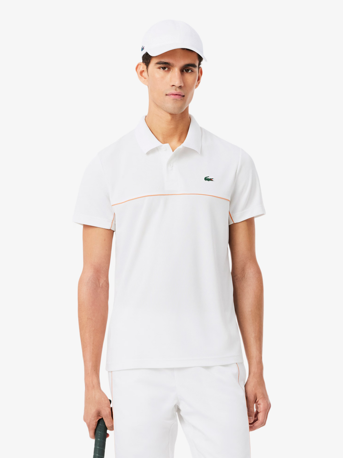 LACOSTE Sport Ultra Dry Trim Accent Polo Shirt White - MAISONDEFASHION.COM