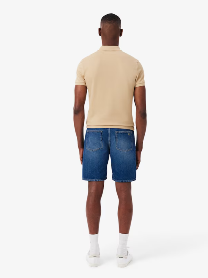 LACOSTE Straight Fit Denim Bermuda Shorts Blue - MAISONDEFASHION.COM