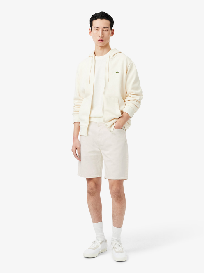 LACOSTE Straight Fit Denim Bermuda Shorts White - MAISONDEFASHION.COM