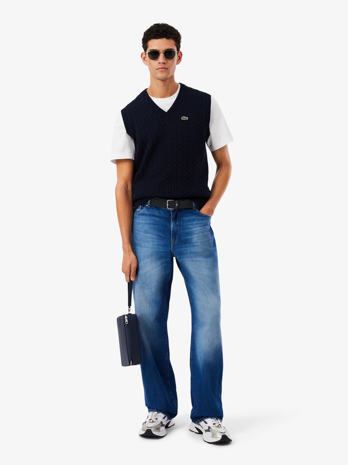 LACOSTE Stretch Canvas Strap Belt Black - MAISONDEFASHION.COM