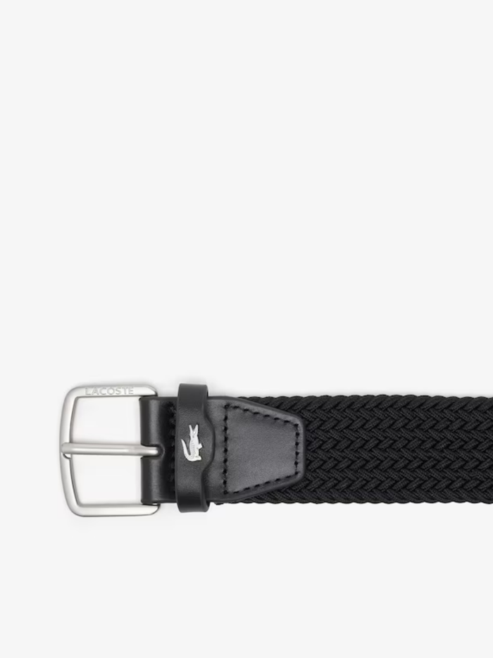 LACOSTE Stretch Canvas Strap Belt Black - MAISONDEFASHION.COM