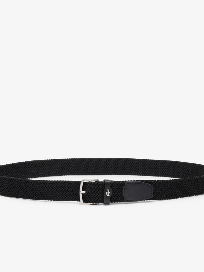 LACOSTE Stretch Canvas Strap Belt Black - MAISONDEFASHION.COM