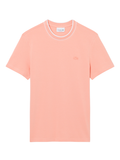 LACOSTE Stretch Piqué Stripe Collar T-shirt Coral Pink