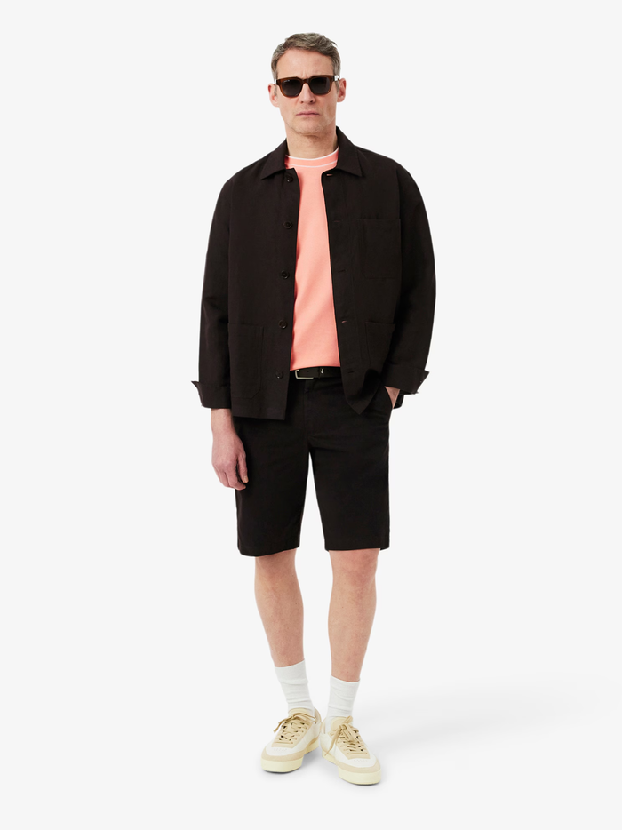 LACOSTE Stretch Piqué Stripe Collar T-shirt Coral Pink