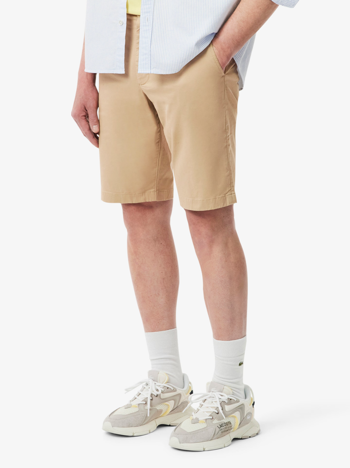 LACOSTE Stretch Twill Chino Shorts Beige