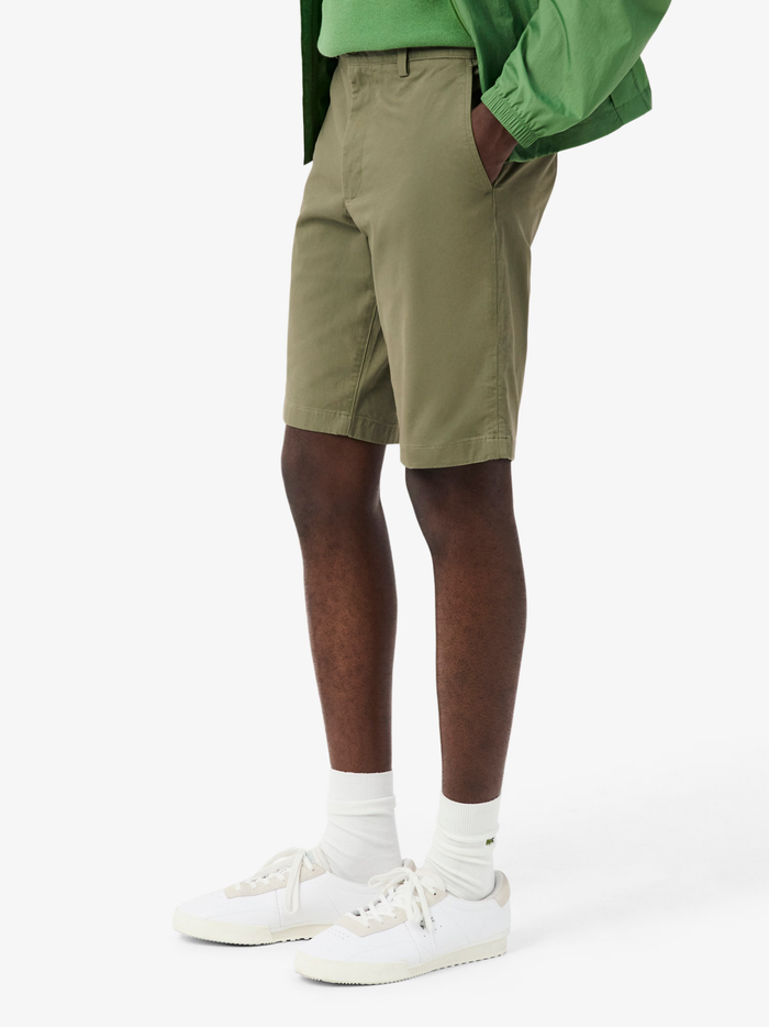 LACOSTE Stretch Twill Chino Shorts Khaki Green