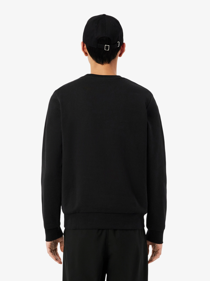 LACOSTE Stripe Band Fleece Sweatshirt Black - MAISONDEFASHION.COM