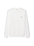 LACOSTE Stripe Band Fleece Sweatshirt White - MAISONDEFASHION.COM