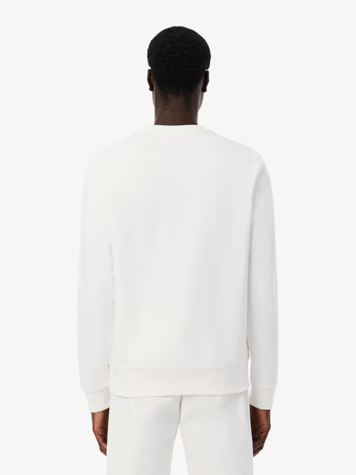 LACOSTE Stripe Band Fleece Sweatshirt White - MAISONDEFASHION.COM