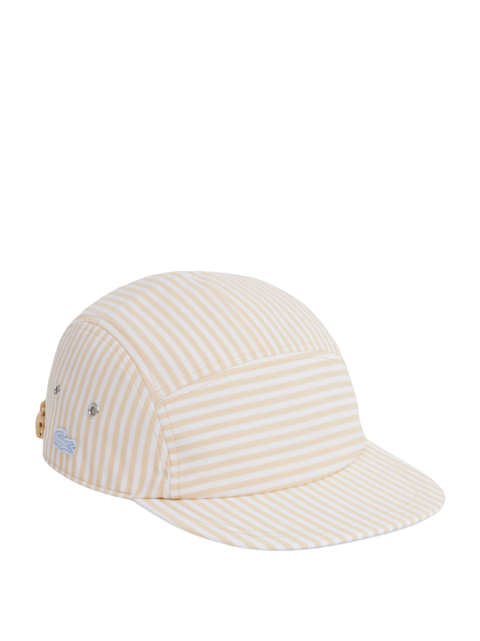 LACOSTE Striped Poplin Jockey Cap Beige/White