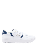 LACOSTE T-Clip Golf Leather Golf Shoes White/Navy - MAISONDEFASHION.COM