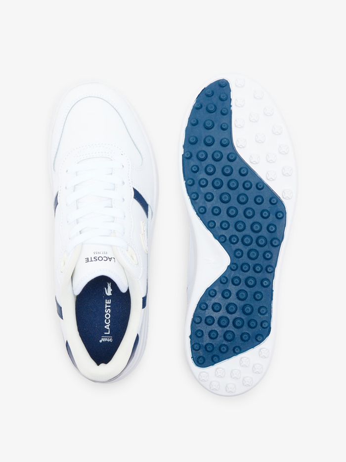 LACOSTE T-Clip Golf Leather Golf Shoes White/Navy - MAISONDEFASHION.COM