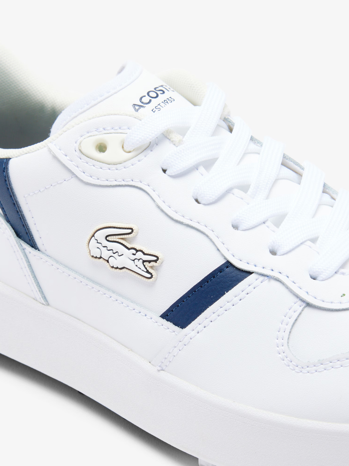 LACOSTE T-Clip Golf Leather Golf Shoes White/Navy - MAISONDEFASHION.COM