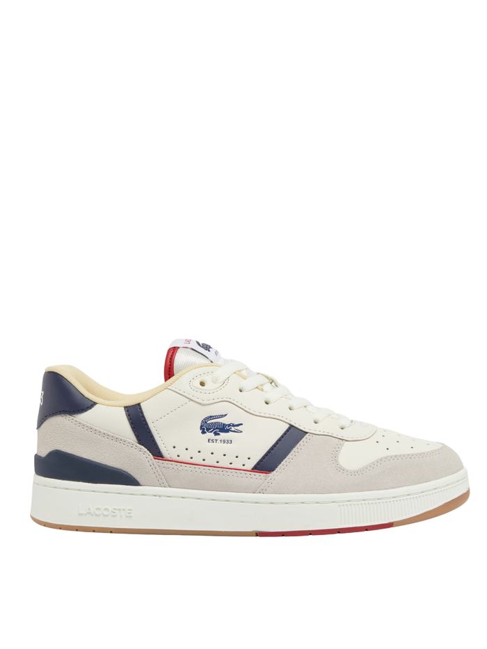 LACOSTE T-Clip Set Leather Sneakers Beige/Gum - MAISONDEFASHION.COM