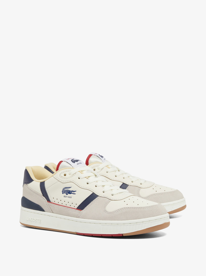 LACOSTE T-Clip Set Leather Sneakers Beige/Gum - MAISONDEFASHION.COM