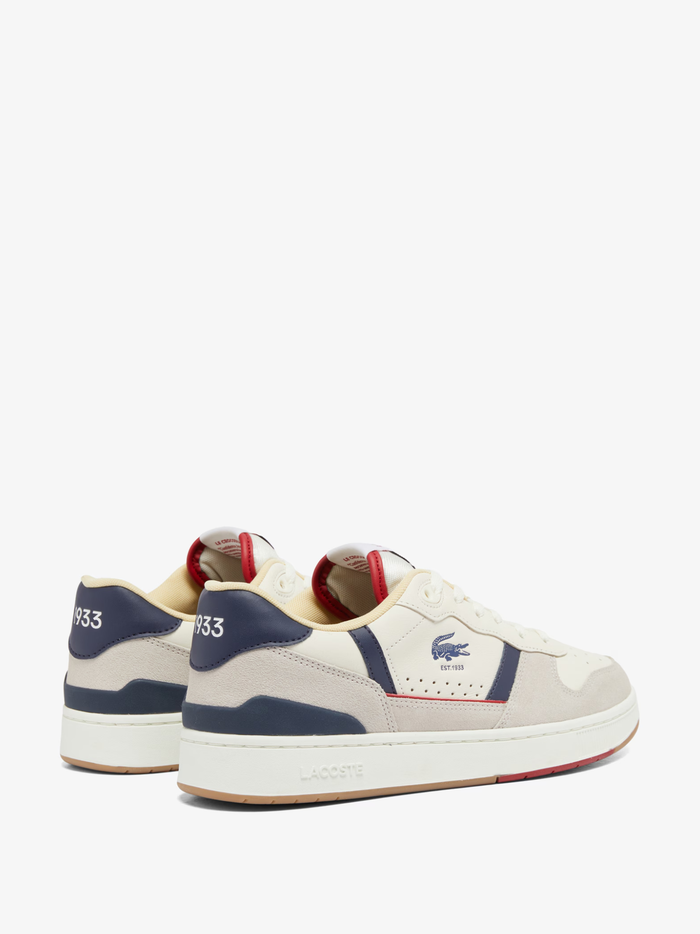 LACOSTE T-Clip Set Leather Sneakers Beige/Gum - MAISONDEFASHION.COM