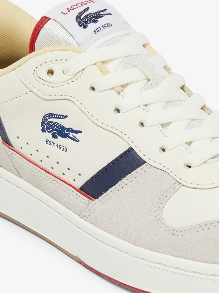 LACOSTE T-Clip Set Leather Sneakers Beige/Gum - MAISONDEFASHION.COM