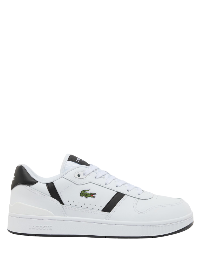 LACOSTE T-Clip Set Leather Sneakers White/Black - MAISONDEFASHION.COM