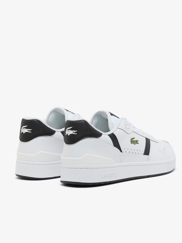 LACOSTE T-Clip Set Leather Sneakers White/Black - MAISONDEFASHION.COM