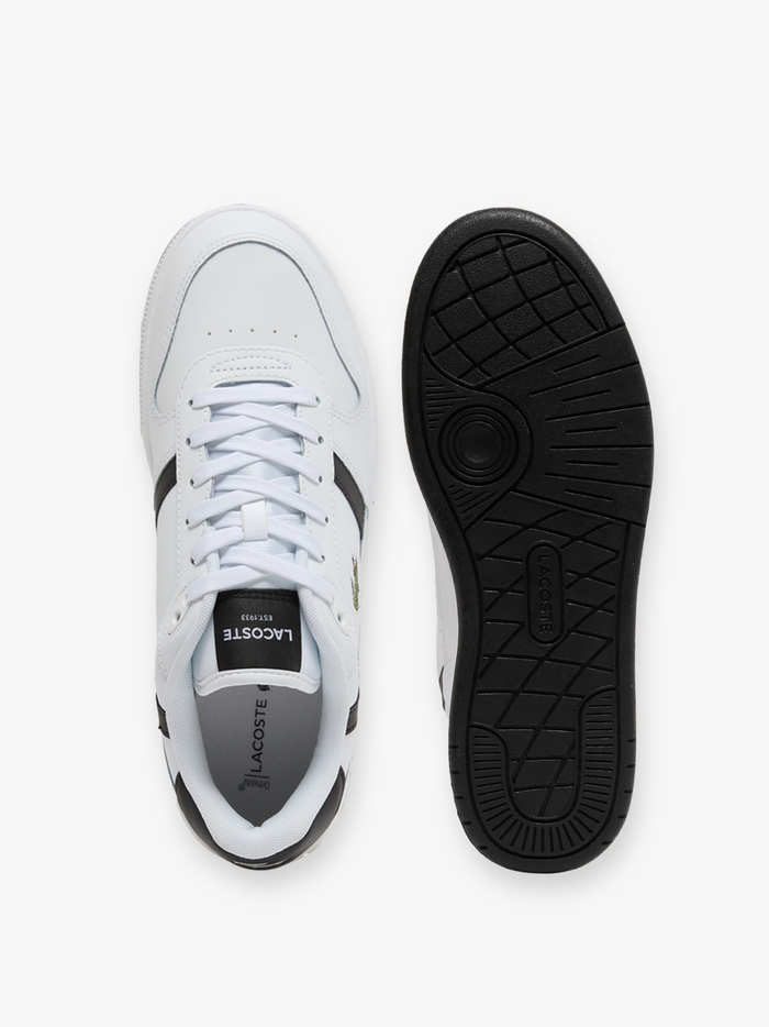 LACOSTE T-Clip Set Leather Sneakers White/Black - MAISONDEFASHION.COM