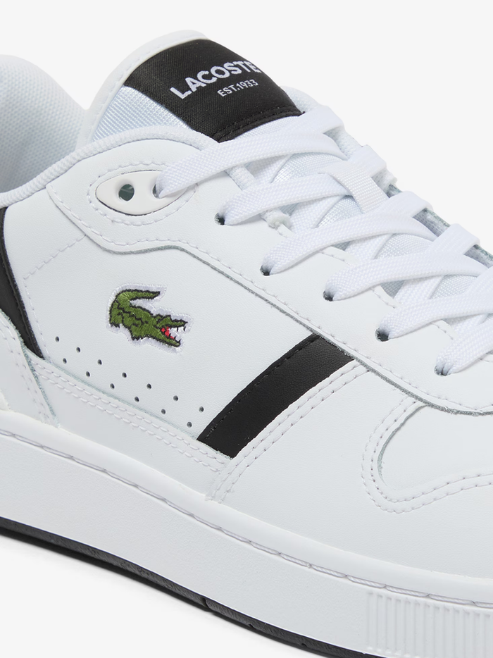 LACOSTE T-Clip Set Leather Sneakers White/Black - MAISONDEFASHION.COM