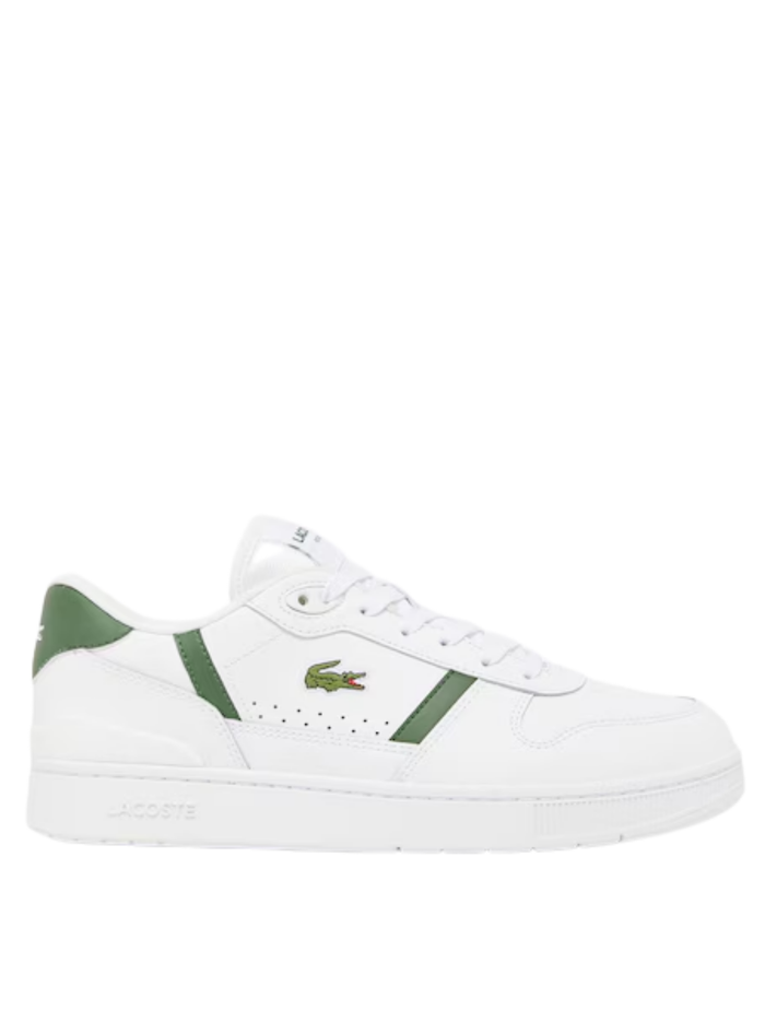 LACOSTE T-Clip Set Leather Sneakers White/Dark Green - MAISONDEFASHION.COM