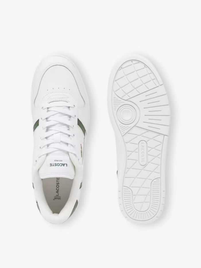 LACOSTE T-Clip Set Leather Sneakers White/Dark Green - MAISONDEFASHION.COM