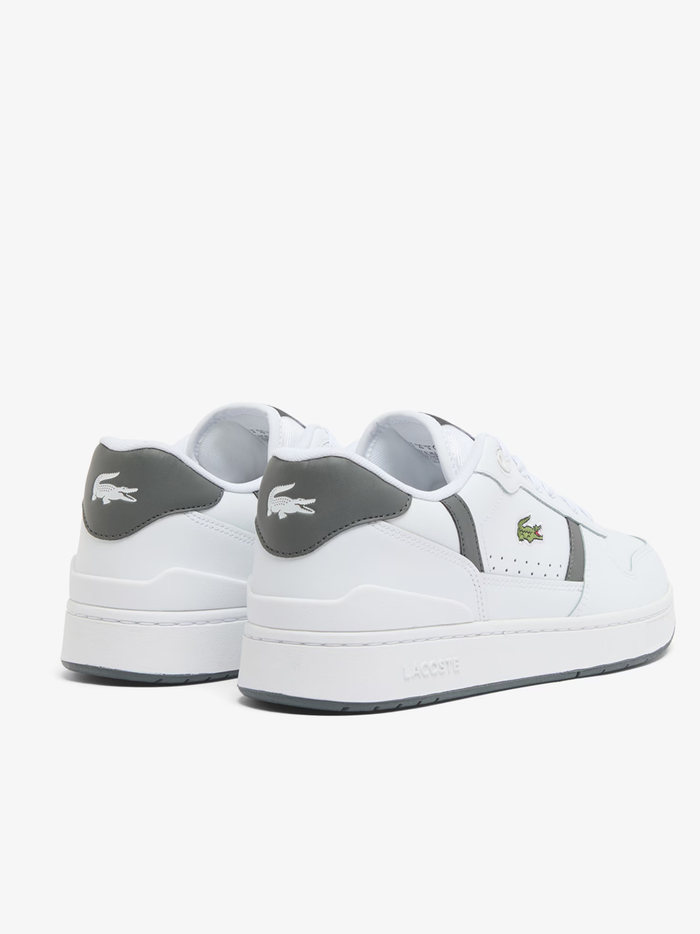 LACOSTE T-Clip Set Leather Sneakers White/Grey - MAISONDEFASHION.COM