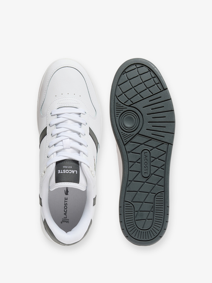 LACOSTE T-Clip Set Leather Sneakers White/Grey - MAISONDEFASHION.COM