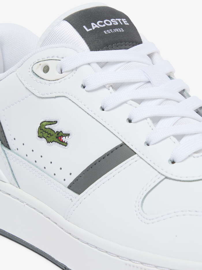 LACOSTE T-Clip Set Leather Sneakers White/Grey - MAISONDEFASHION.COM
