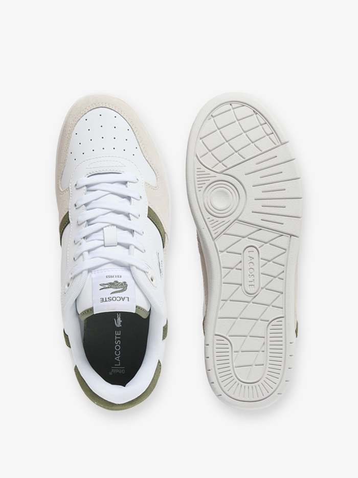 LACOSTE T-Clip Set Leather Sneakers White/Khaki - MAISONDEFASHION.COM